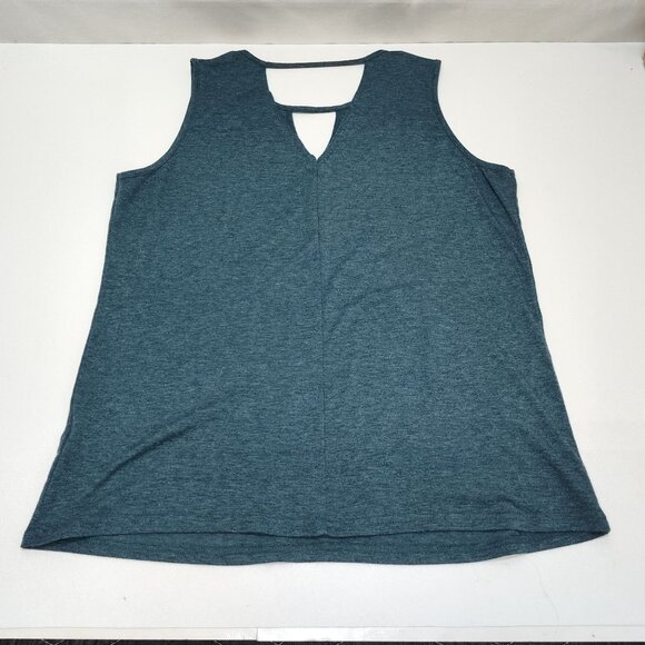 Poetsky Sleeveless XL Teal Keyhole Back Tank Top Soft Rayon Blend Womens Shirt - Picture 2 of 7
